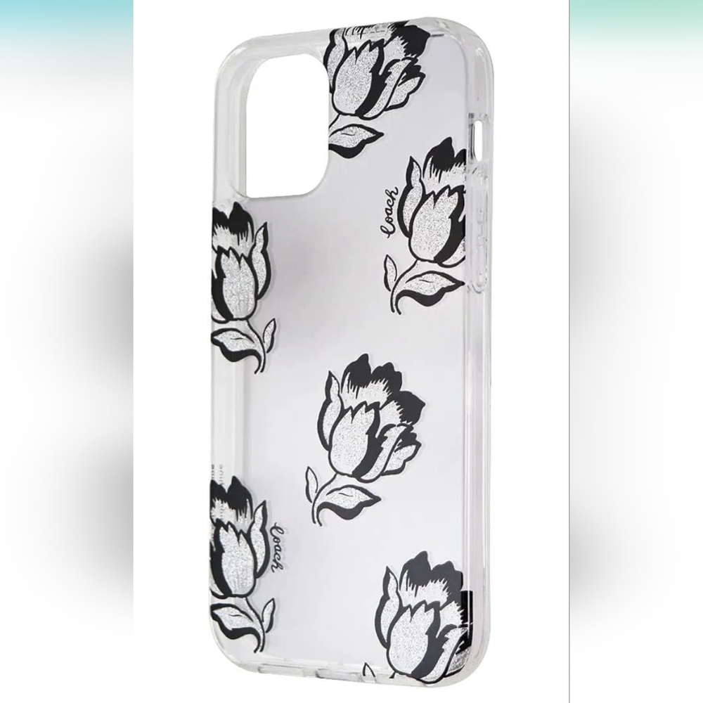 Coach iPhone 12 Pro Max Case Desert Tulip Black Floral Shock Resistant Cover